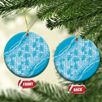 Hawaii Breadfruit Palaka Ceramic Ornament Polu Maile Lei LT9 Circle Blue - Polynesian Pride
