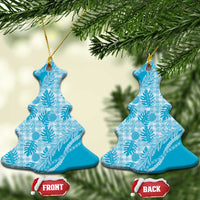 Hawaii Breadfruit Palaka Ceramic Ornament Polu Maile Lei LT9 Christmas Tree Blue - Polynesian Pride