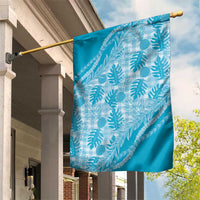 Hawaii Breadfruit Palaka Garden Flag Polu Maile Lei LT9 House Flag Blue - Polynesian Pride