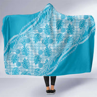 Hawaii Breadfruit Palaka Hooded Blanket Polu Maile Lei LT9 One Size Blue - Polynesian Pride