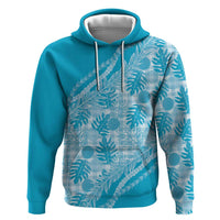 Hawaii Breadfruit Palaka Hoodie Polu Maile Lei LT9 Pullover Hoodie Blue - Polynesian Pride