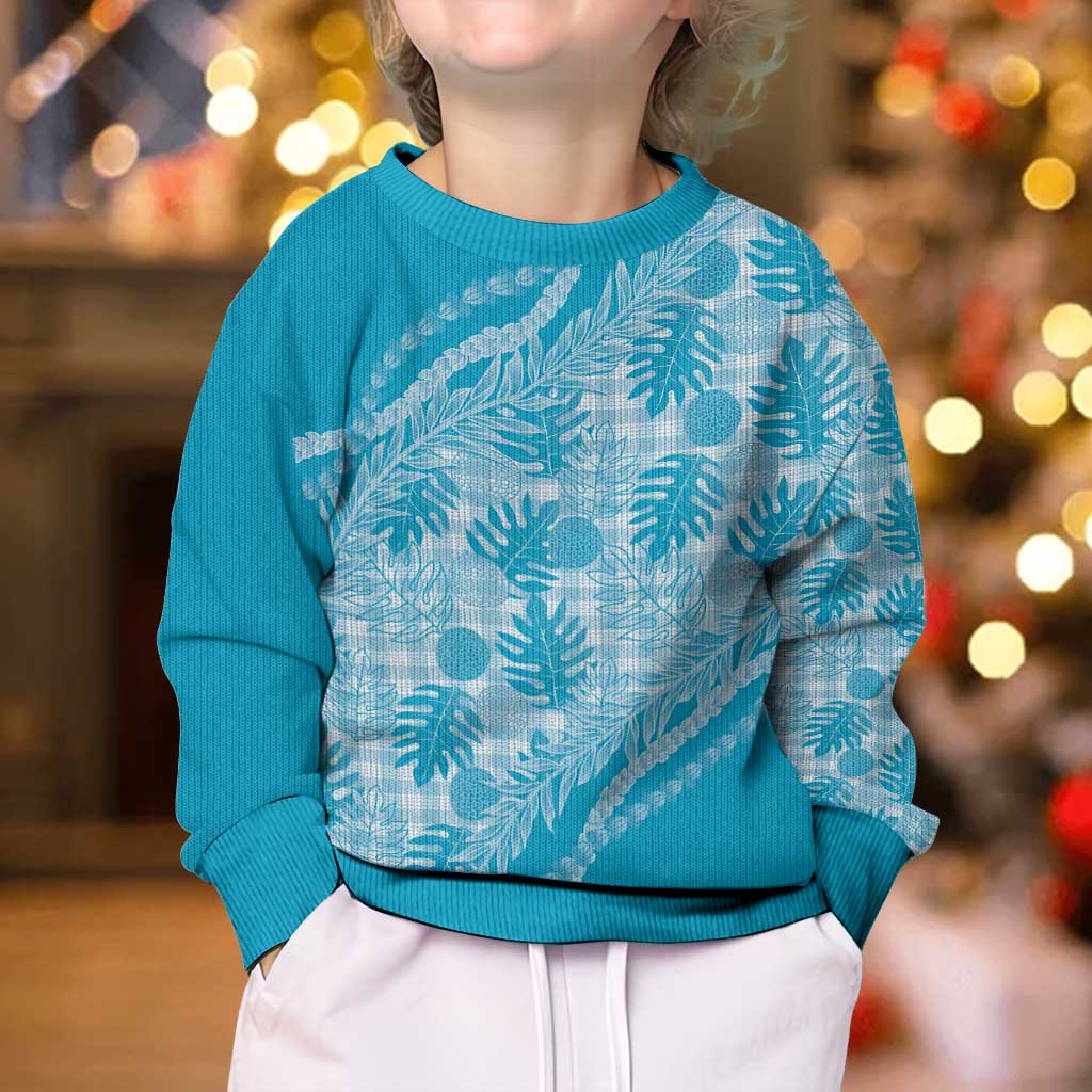 Hawaii Breadfruit Palaka Kid Ugly Christmas Sweater Polu Maile Lei LT9 - Polynesian Pride