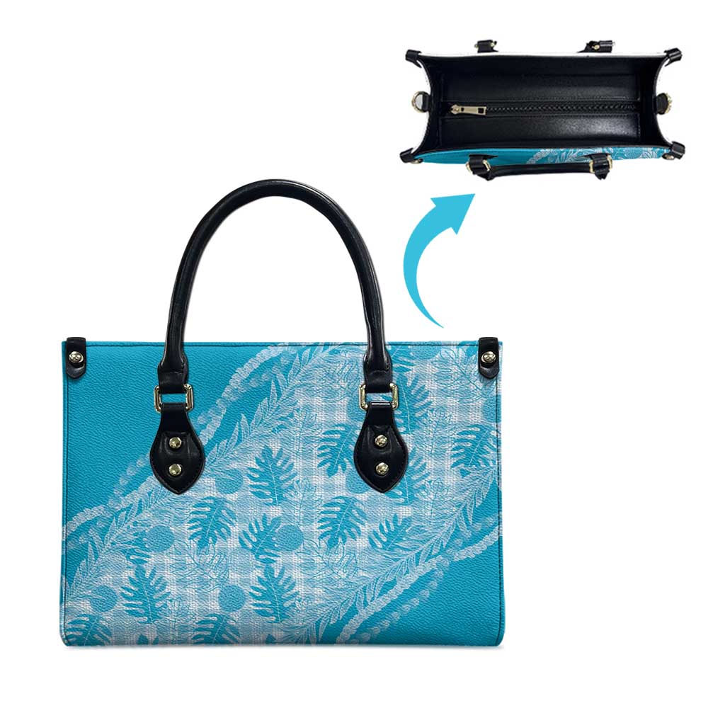 Hawaii Breadfruit Palaka Leather Bag Polu Maile Lei LT9 - Polynesian Pride
