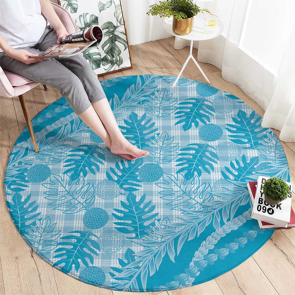 Hawaii Breadfruit Palaka Round Carpet Polu Maile Lei LT9 - Polynesian Pride