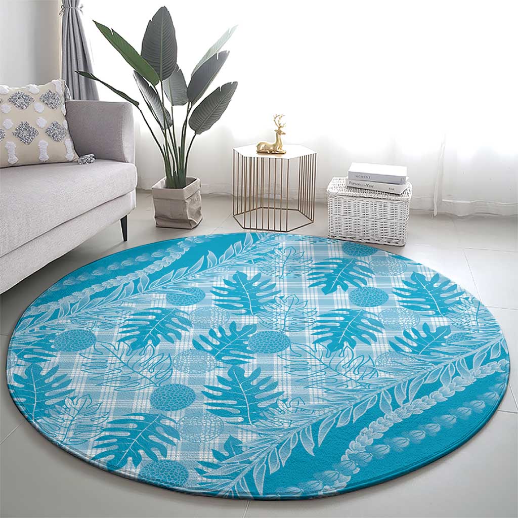 Hawaii Breadfruit Palaka Round Carpet Polu Maile Lei LT9 - Polynesian Pride