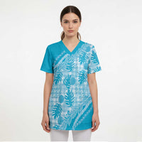 Hawaii Breadfruit Palaka Scrub Top Polu Maile Lei LT9 - Polynesian Pride