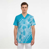 Hawaii Breadfruit Palaka Scrub Top Polu Maile Lei LT9 - Polynesian Pride