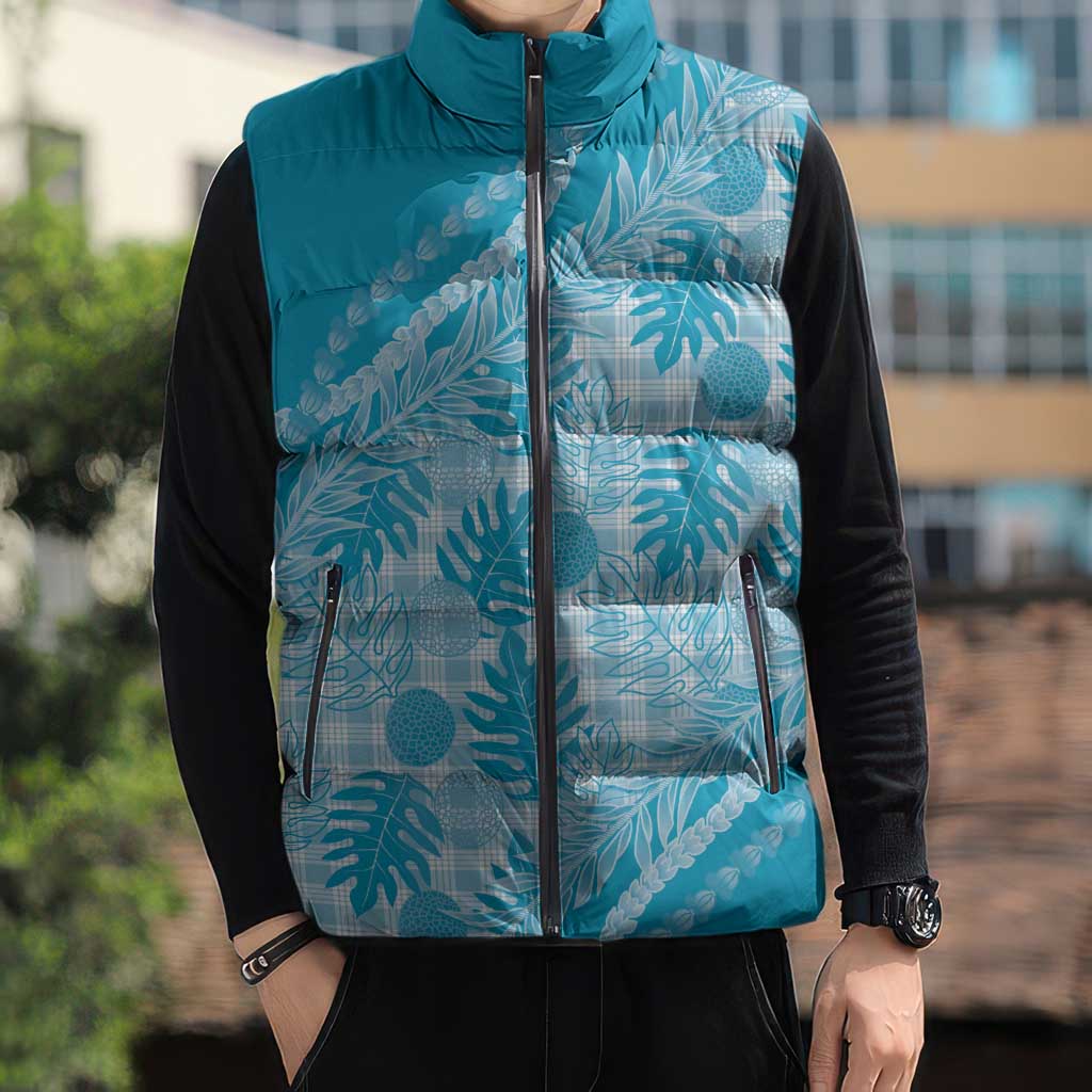 Hawaii Breadfruit Palaka Sleeveless Puffer Jacket Polu Maile Lei LT9 - Polynesian Pride