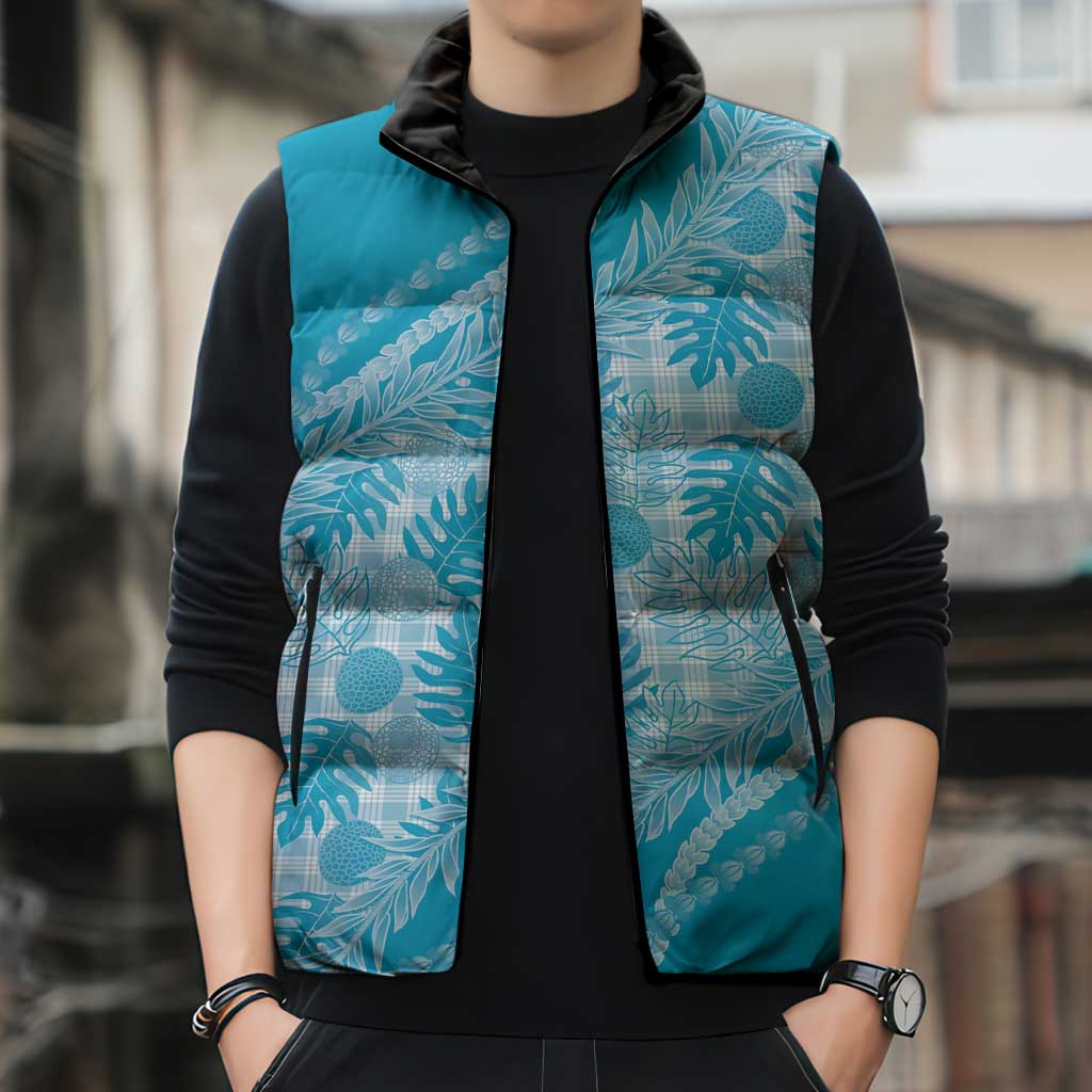 Hawaii Breadfruit Palaka Sleeveless Puffer Jacket Polu Maile Lei LT9 - Polynesian Pride