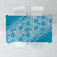 Hawaii Breadfruit Palaka Tablecloth Polu Maile Lei LT9 Blue - Polynesian Pride