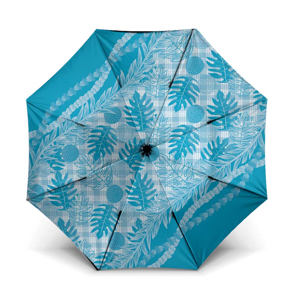 Hawaii Breadfruit Palaka Umbrella Polu Maile Lei LT9 One Size Folded 11.42 inch Opened Diameter 37.4 inch Blue - Polynesian Pride