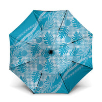 Hawaii Breadfruit Palaka Umbrella Polu Maile Lei LT9 One Size Folded 11.42 inch Opened Diameter 37.4 inch Blue - Polynesian Pride