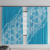 Hawaii Breadfruit Palaka Window Curtain Polu Maile Lei LT9 With Hooks Blue - Polynesian Pride