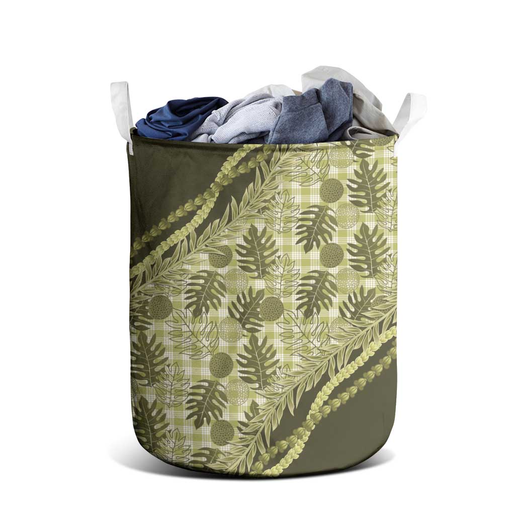 Hawaii Breadfruit Palaka Laundry Basket Omaomao Maile Lei LT9 - Polynesian Pride