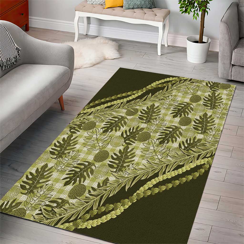 Hawaii Breadfruit Palaka Area Rug Omaomao Maile Lei LT9 - Polynesian Pride