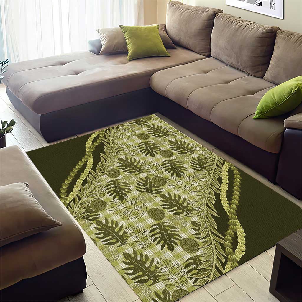 Hawaii Breadfruit Palaka Area Rug Omaomao Maile Lei LT9 - Polynesian Pride