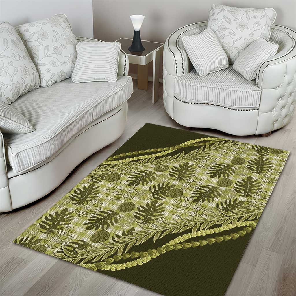 Hawaii Breadfruit Palaka Area Rug Omaomao Maile Lei LT9 - Polynesian Pride