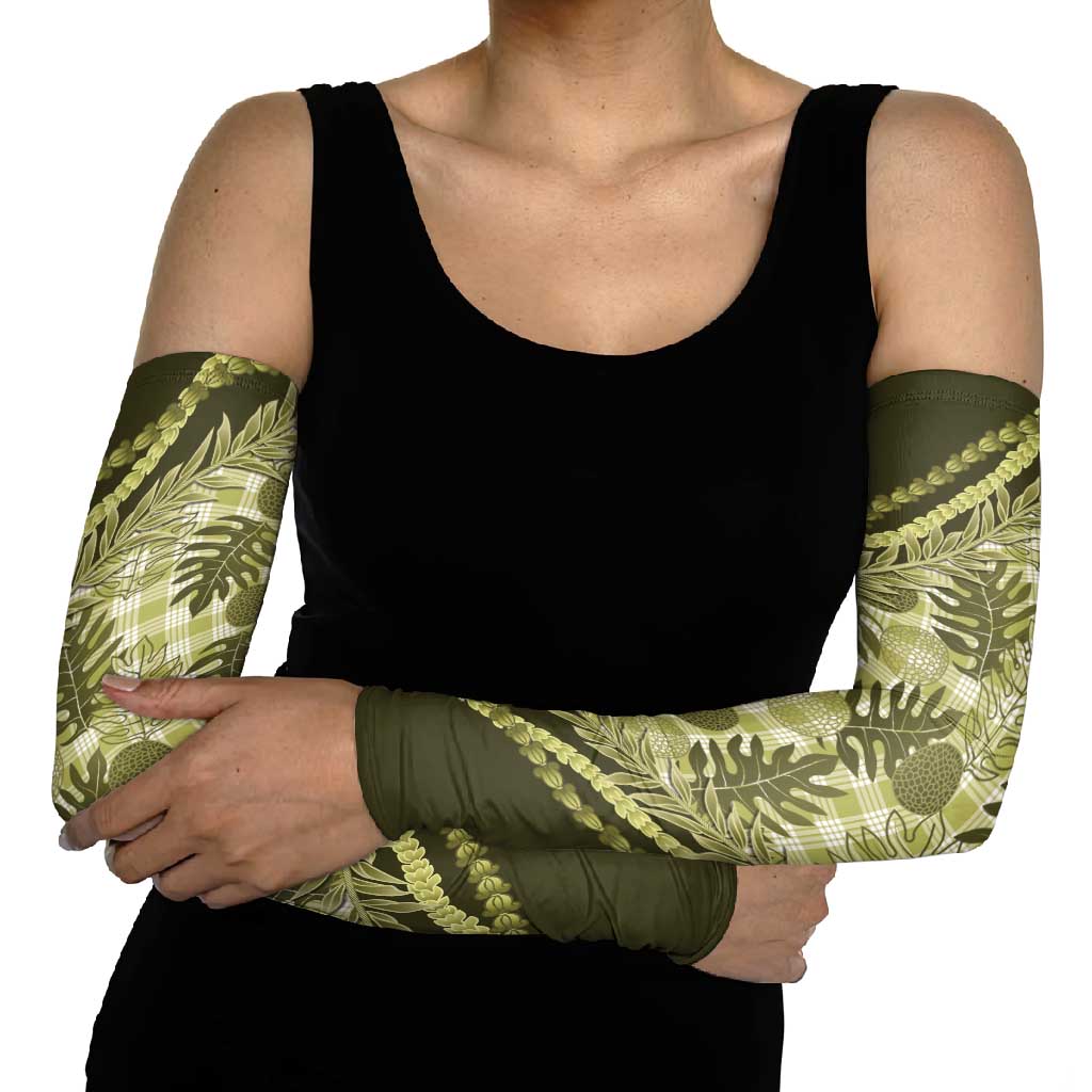 Hawaii Breadfruit Palaka Arm Sleeves Omaomao Maile Lei LT9 - Polynesian Pride