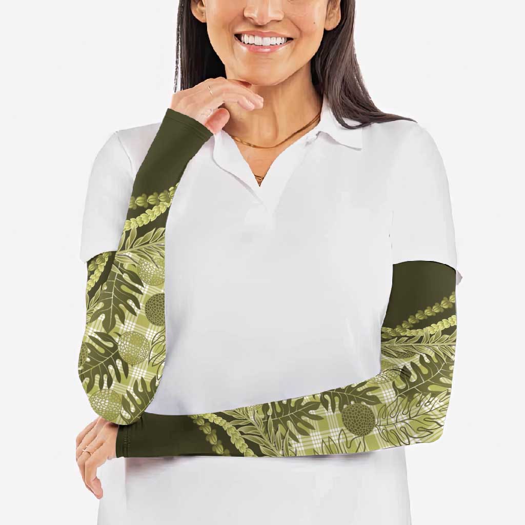 Hawaii Breadfruit Palaka Arm Sleeves Omaomao Maile Lei LT9 - Polynesian Pride