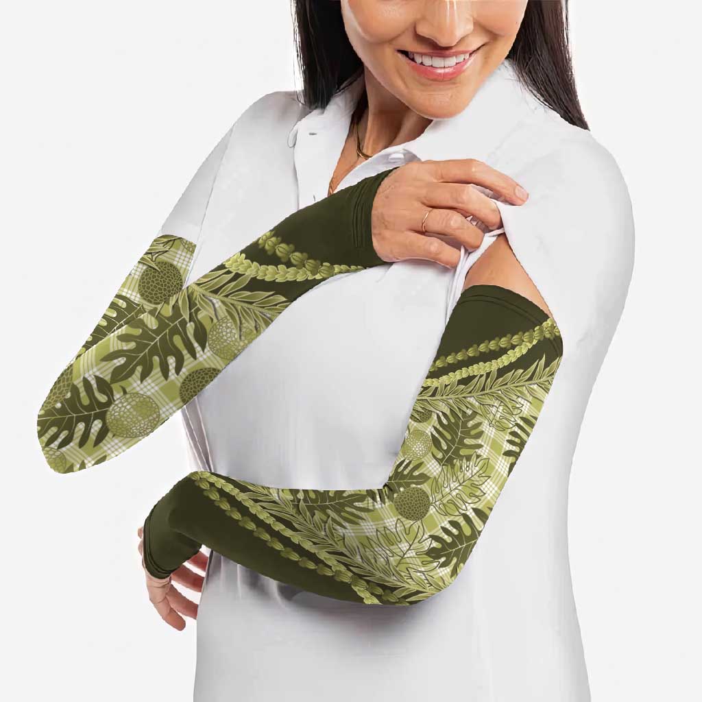 Hawaii Breadfruit Palaka Arm Sleeves Omaomao Maile Lei LT9 - Polynesian Pride