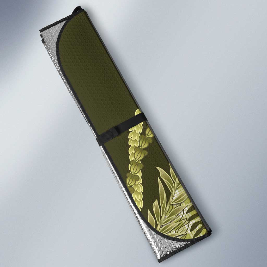 Hawaii Breadfruit Palaka Auto Sun Shade Omaomao Maile Lei LT9 - Polynesian Pride