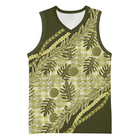 Hawaii Breadfruit Palaka Basketball Jersey Omaomao Maile Lei LT9 Unisex Green - Polynesian Pride