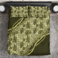Hawaii Breadfruit Palaka Bedding Set Omaomao Maile Lei LT9 Green - Polynesian Pride