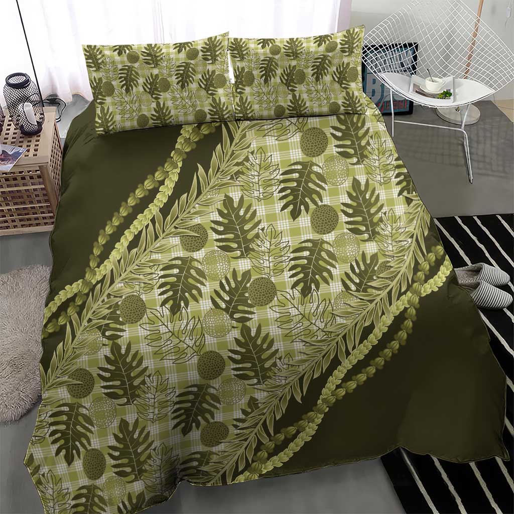 Hawaii Breadfruit Palaka Bedding Set Omaomao Maile Lei LT9 - Polynesian Pride