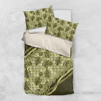 Hawaii Breadfruit Palaka Bedding Set Omaomao Maile Lei LT9 US Twin 172cm x 218cm Green - Polynesian Pride