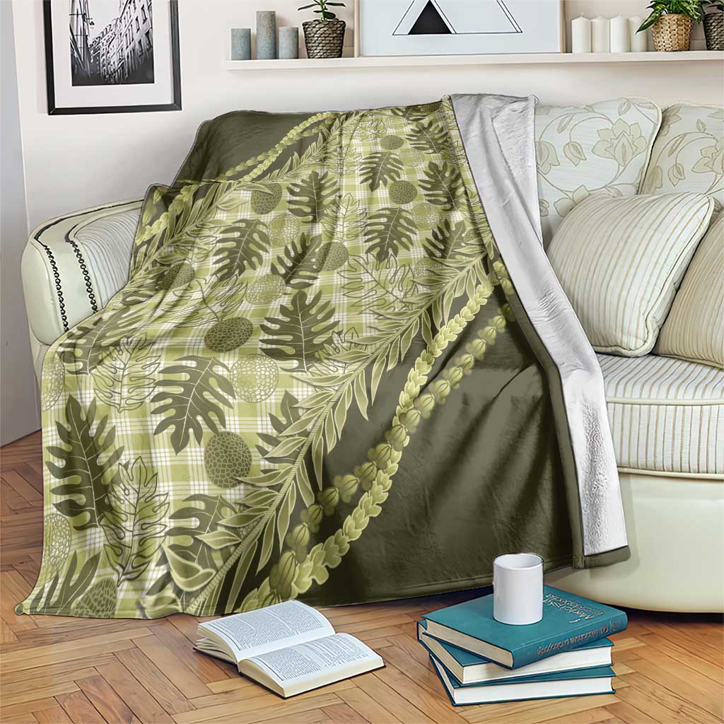 Hawaii Breadfruit Palaka Blanket Omaomao Maile Lei LT9 Green - Polynesian Pride