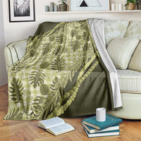 Hawaii Breadfruit Palaka Blanket Omaomao Maile Lei LT9 Green - Polynesian Pride