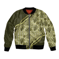 Hawaii Breadfruit Palaka Bomber Jacket Omaomao Maile Lei LT9 Unisex Green - Polynesian Pride