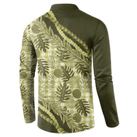 Hawaii Breadfruit Palaka Button Sweatshirt Omaomao Maile Lei LT9 - Polynesian Pride