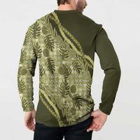 Hawaii Breadfruit Palaka Button Sweatshirt Omaomao Maile Lei LT9 - Polynesian Pride