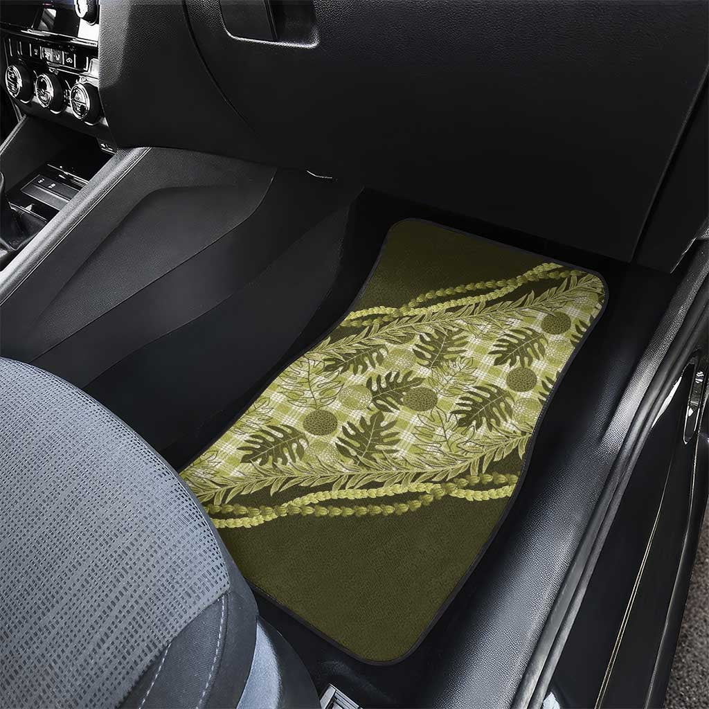 Hawaii Breadfruit Palaka Car Mats Omaomao Maile Lei LT9 - Polynesian Pride