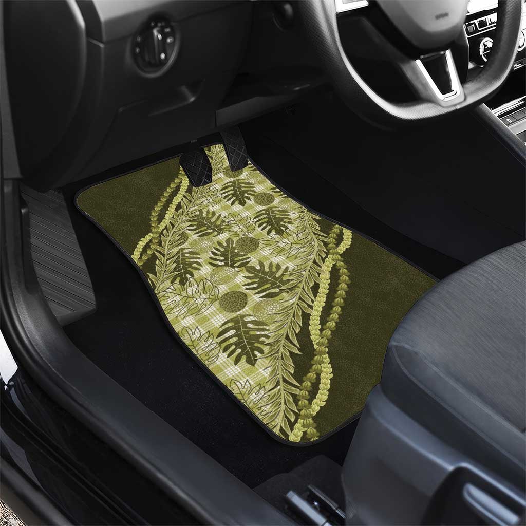 Hawaii Breadfruit Palaka Car Mats Omaomao Maile Lei LT9 - Polynesian Pride