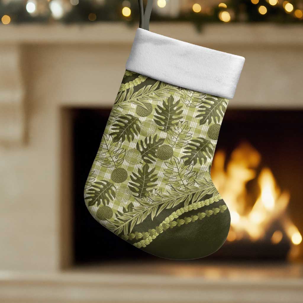 Hawaii Breadfruit Palaka Christmas Stocking Omaomao Maile Lei LT9 Set of 2 Green - Polynesian Pride