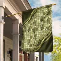 Hawaii Breadfruit Palaka Garden Flag Omaomao Maile Lei LT9 House Flag Green - Polynesian Pride