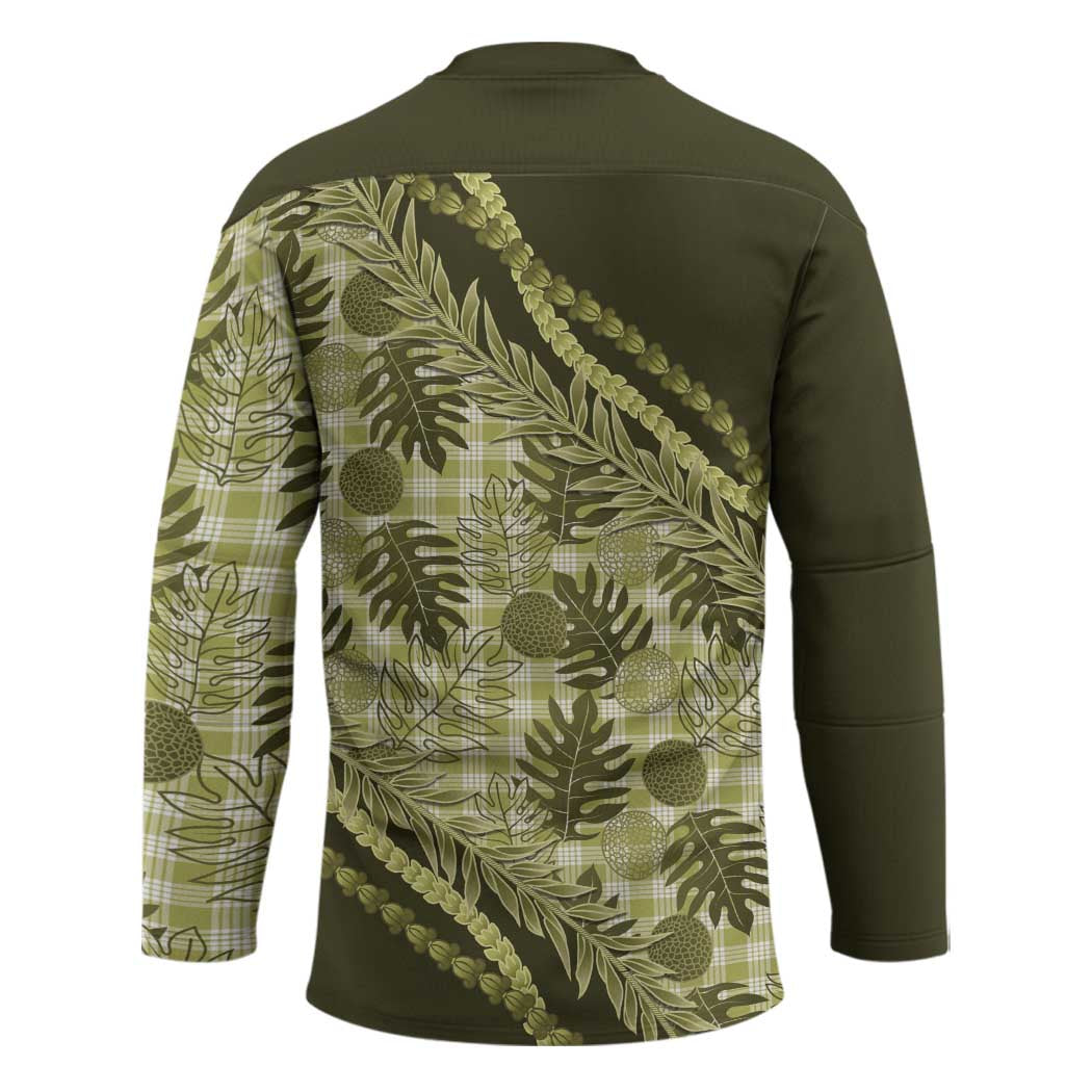 Hawaii Breadfruit Palaka Hockey Jersey Omaomao Maile Lei LT9 - Polynesian Pride
