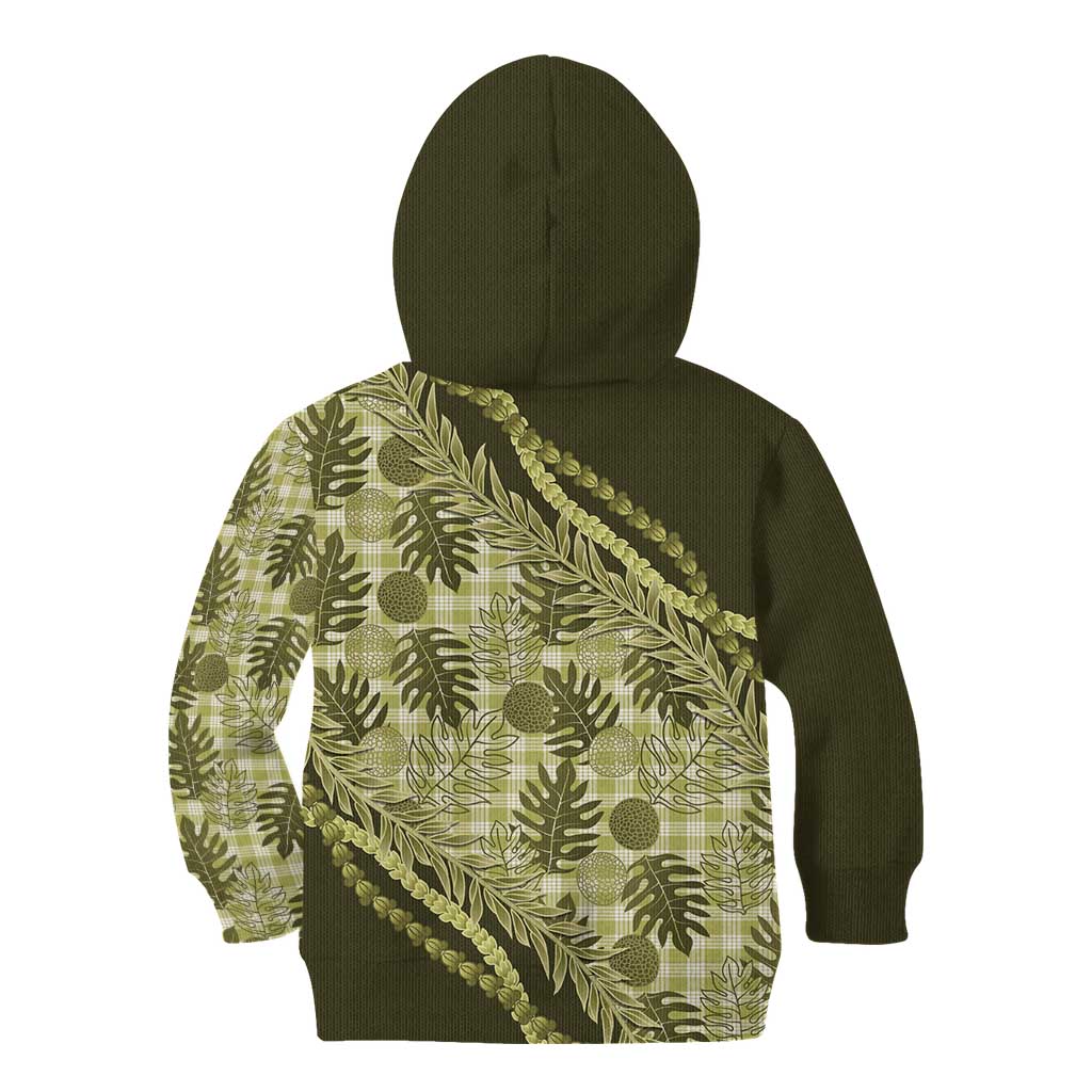 Hawaii Breadfruit Palaka Kid Hoodie Omaomao Maile Lei LT9 - Polynesian Pride