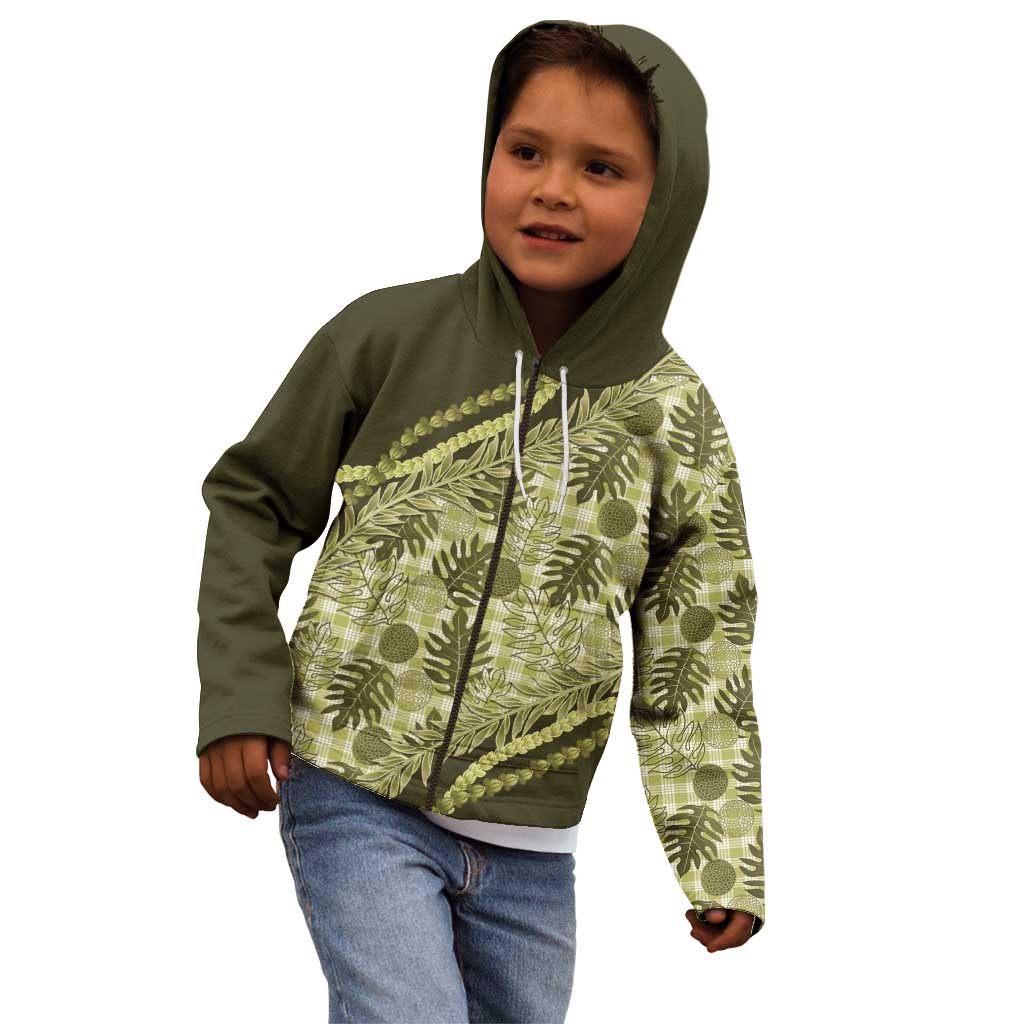 Hawaii Breadfruit Palaka Kid Hoodie Omaomao Maile Lei LT9 - Polynesian Pride