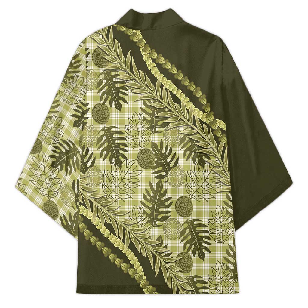 Hawaii Breadfruit Palaka Kimono Omaomao Maile Lei LT9 - Polynesian Pride