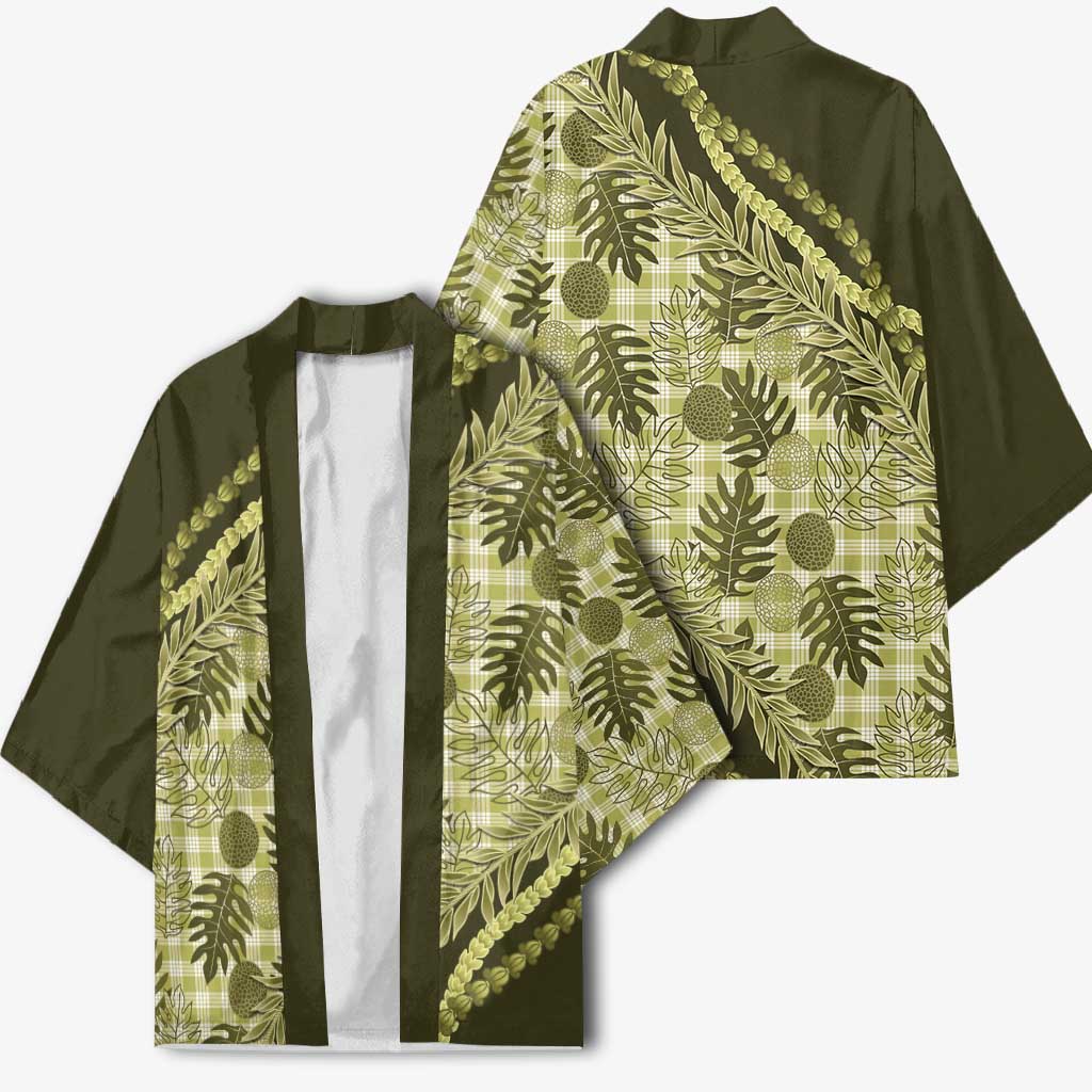 Hawaii Breadfruit Palaka Kimono Omaomao Maile Lei LT9 - Polynesian Pride