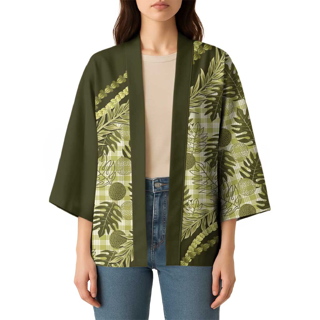 Hawaii Breadfruit Palaka Kimono Omaomao Maile Lei LT9 - Polynesian Pride