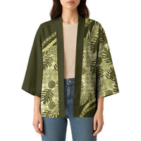 Hawaii Breadfruit Palaka Kimono Omaomao Maile Lei LT9 - Polynesian Pride