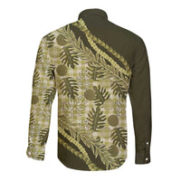 Hawaii Breadfruit Palaka Long Sleeve Button Shirt Omaomao Maile Lei LT9 - Polynesian Pride
