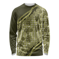 Hawaii Breadfruit Palaka Long Sleeve Shirt Omaomao Maile Lei LT9 Unisex Green - Polynesian Pride