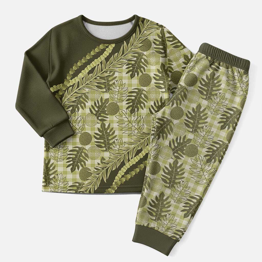 Hawaii Breadfruit Palaka Christmas Pajama Set Omaomao Maile Lei LT9 Men Green - Polynesian Pride