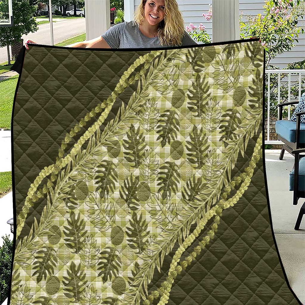 Hawaii Breadfruit Palaka Quilt Omaomao Maile Lei LT9 Green - Polynesian Pride