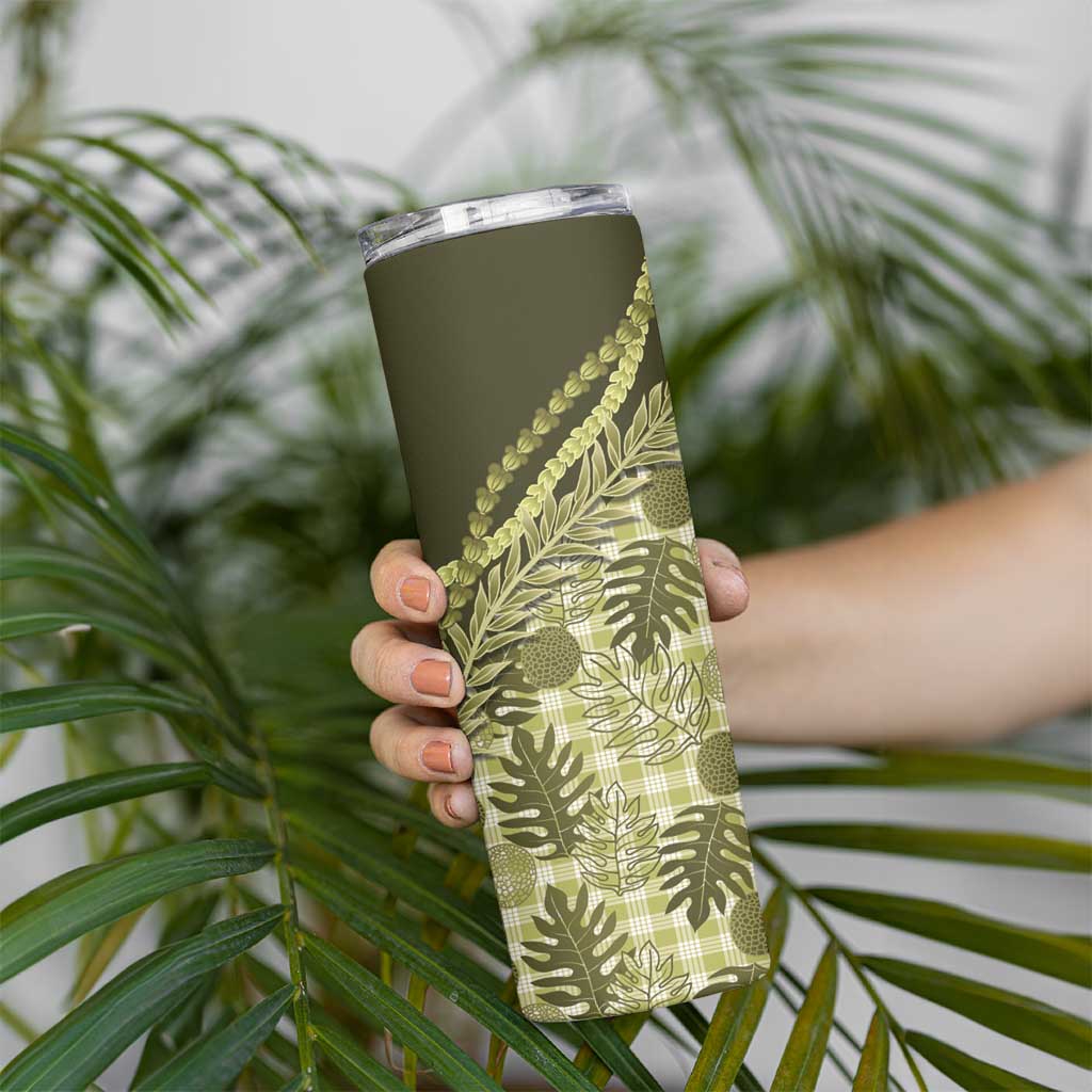 Hawaii Breadfruit Palaka Skinny Tumbler Omaomao Maile Lei LT9 - Polynesian Pride
